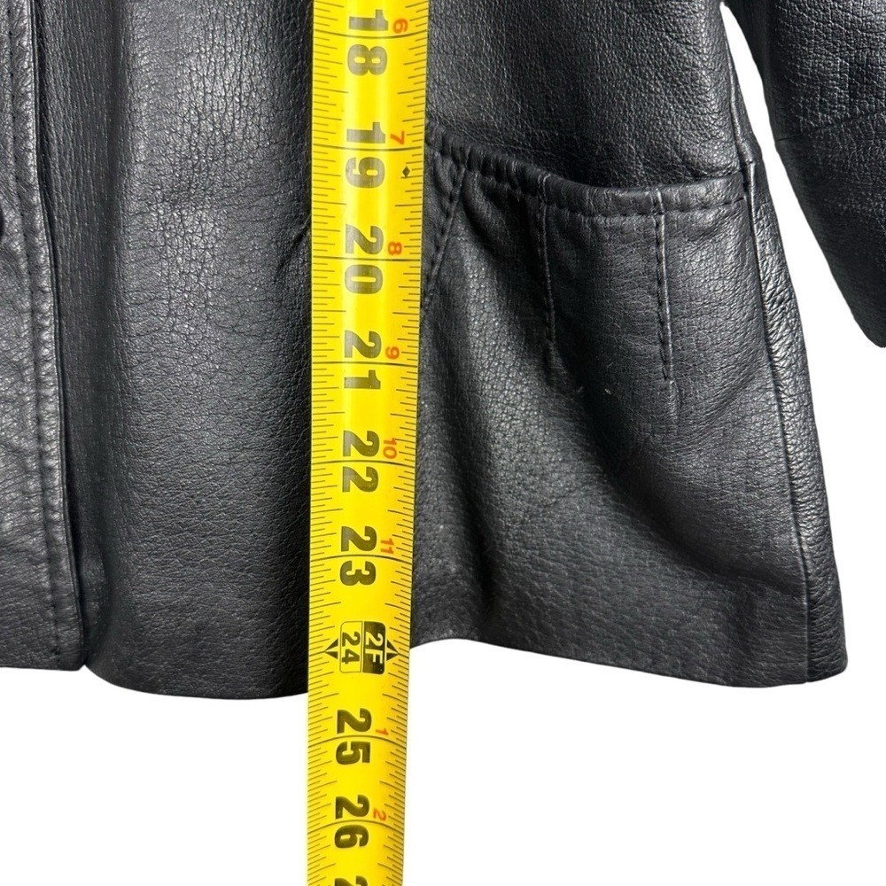 Bagatelle Womens Jacket Large Black Genuine Leather Button Up Classic Overcoat - Picture 7 of 9